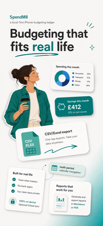 SpendM8 CSV and Excel export and multi-period reports